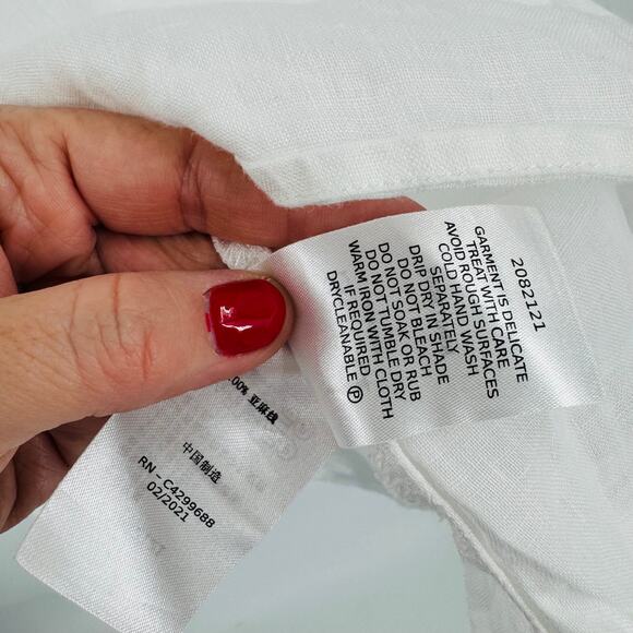 Seed White Linen Short Sleeve Top Boxy Minimalist Tee Lightweight Size 8 - Picture 5 of 8